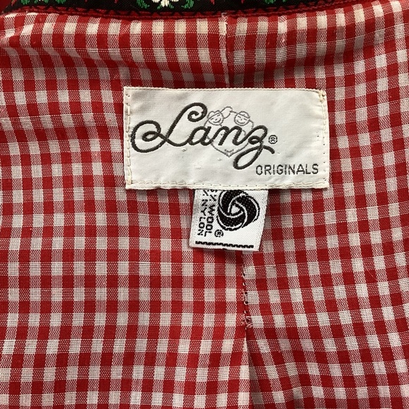 Lang Originals Red wool embroidered trim silver stamped buttons lined blazer S - Picture 8 of 9